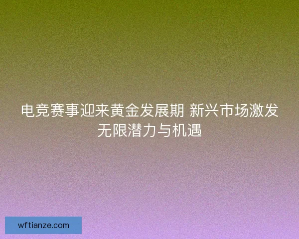 电竞赛事迎来黄金发展期 新兴市场激发无限潜力与机遇