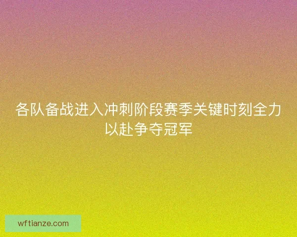 各队备战进入冲刺阶段赛季关键时刻全力以赴争夺冠军